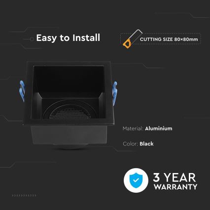 Stropné svietidlo GU10 9x9 cm čierne