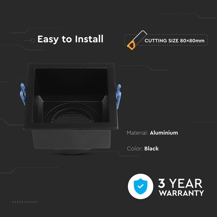 Stropné svietidlo GU10 9x9 cm čierne