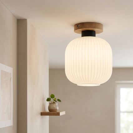 Stropné svietidlo HARMA WOOD 1xE27/15W/230V dub/biela pr. 20 cm