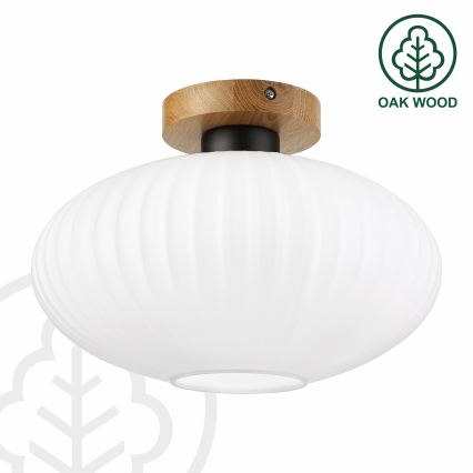 Stropné svietidlo HARMA WOOD 1xE27/15W/230V dub/biela pr. 30 cm