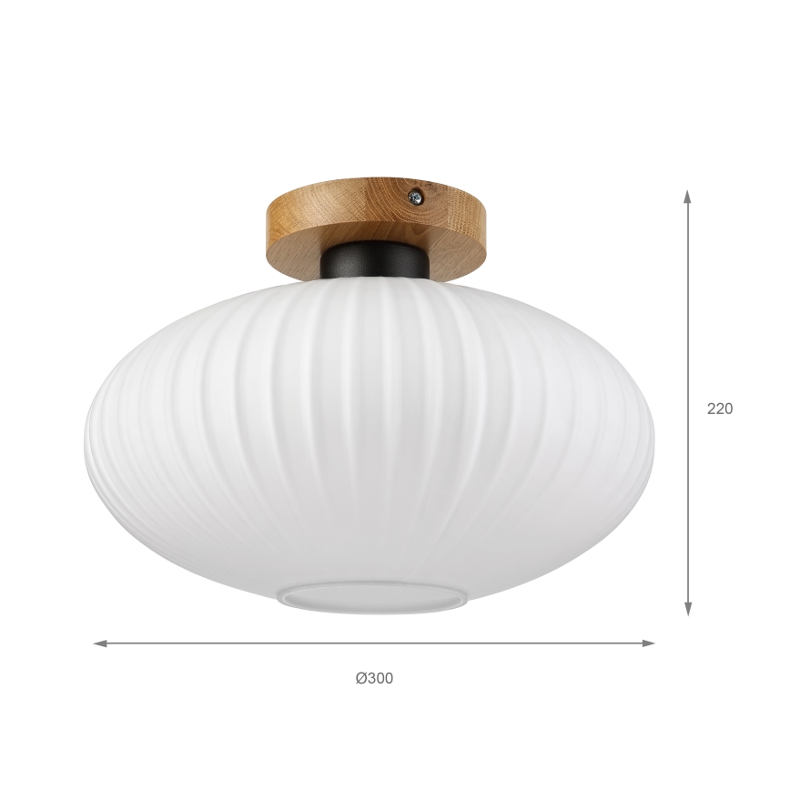 Stropné svietidlo HARMA WOOD 1xE27/15W/230V dub/biela pr. 30 cm