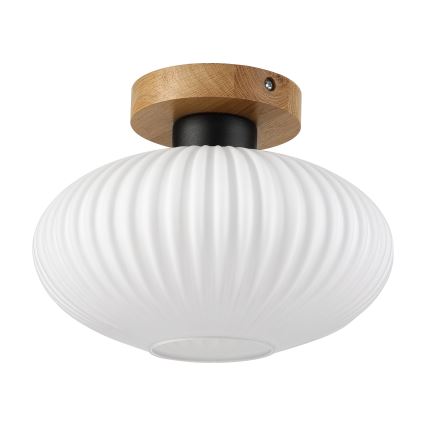 Stropné svietidlo HARMA WOOD, 1xE27/15W/230V, dub/biela, priemer 25 cm