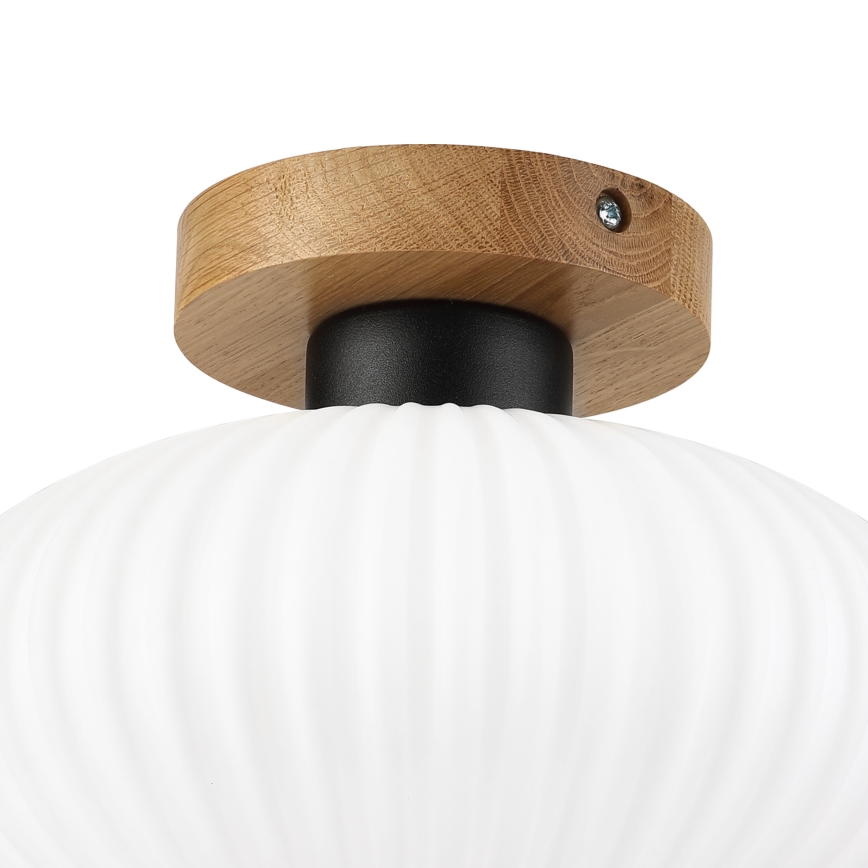Stropné svietidlo HARMA WOOD, 1xE27/15W/230V, dub/biela, priemer 25 cm