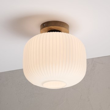 Stropné svietidlo HARMA WOOD 1xE27/15W/230V dub/biela priemer 25 cm