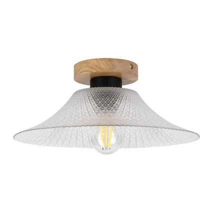 Stropné svietidlo JULL WOOD 1xE27/15W/230V dub/čiré pr. 34 cm
