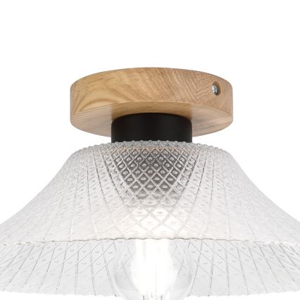 Stropné svietidlo JULL WOOD 1xE27/15W/230V dub/čiré pr. 34 cm