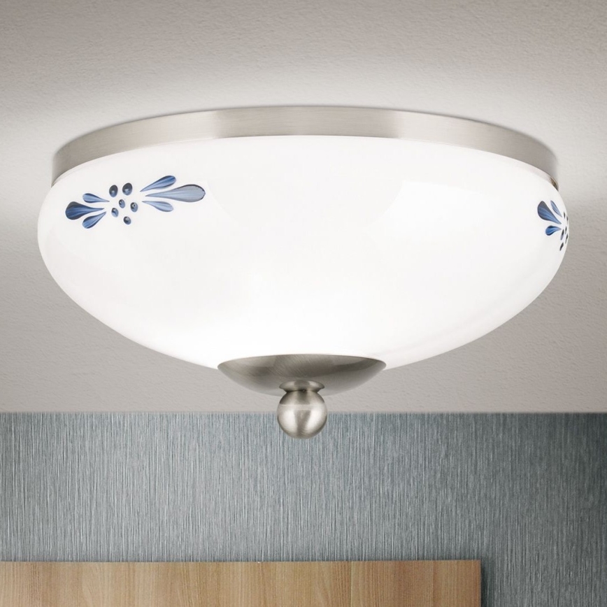 Stropné svietidlo LANDHAUS 1xE27/60W/230V pr. 21 cm matný chróm/biela