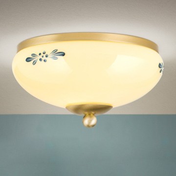 Stropné svietidlo LANDHAUS 1xE27/60W/230V priemer 21 cm mosadz/béžová/modrá