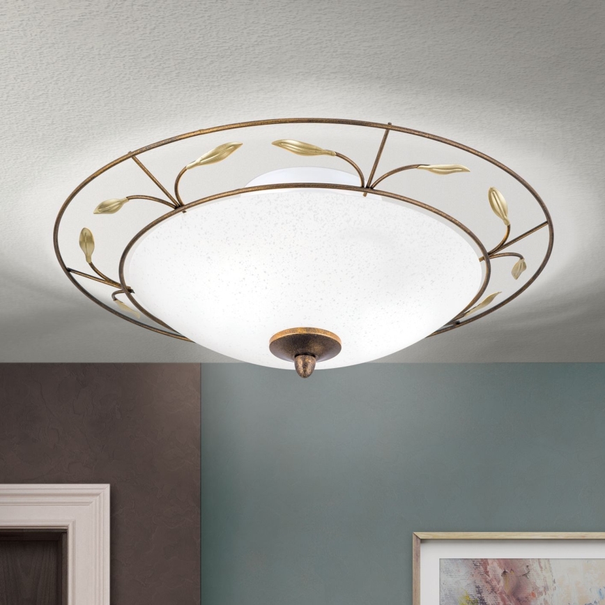 Stropné svietidlo LUCA 2xE14/40W/230V pr. 40 cm bronz/patina