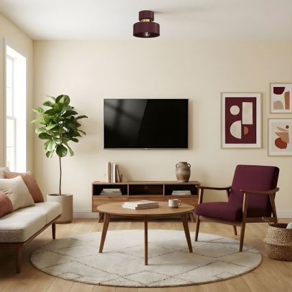 Stropné svietidlo MARTI 1xE27/15W/230V priemer 20,5 cm bordové/zlaté