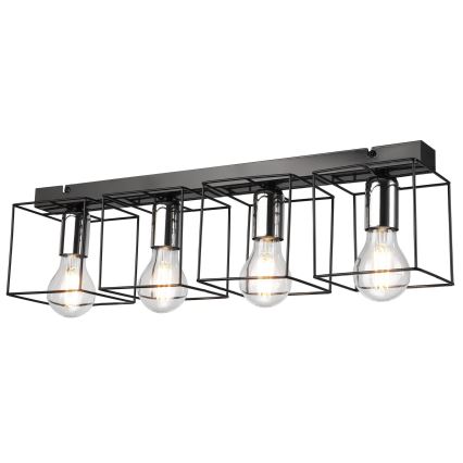 Stropné svietidlo MIKA 4xE27/60W/230V 61 cm čierna/lesklý chróm