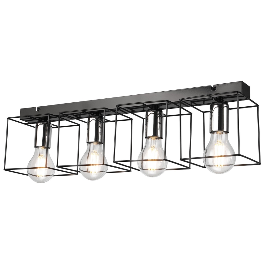Stropné svietidlo MIKA 4xE27/60W/230V 61 cm čierna/lesklý chróm