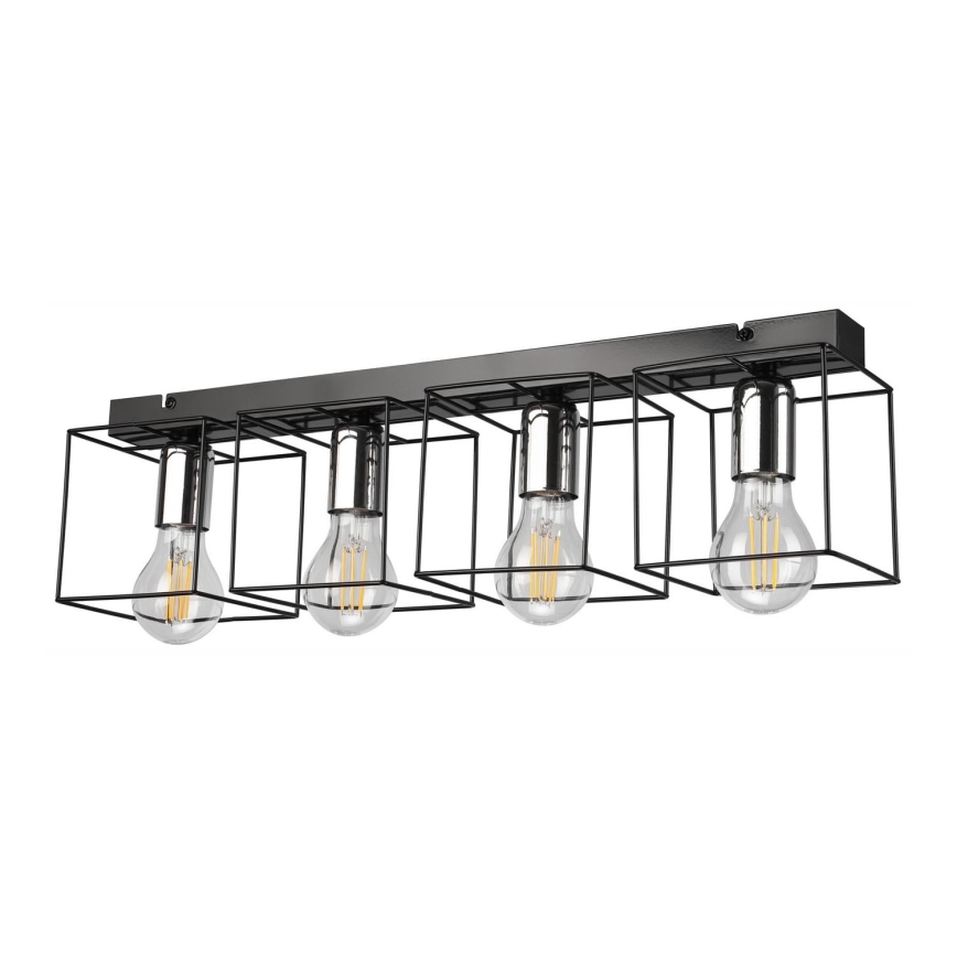 Stropné svietidlo MIKA 4xE27/60W/230V 61 cm čierna/lesklý chróm