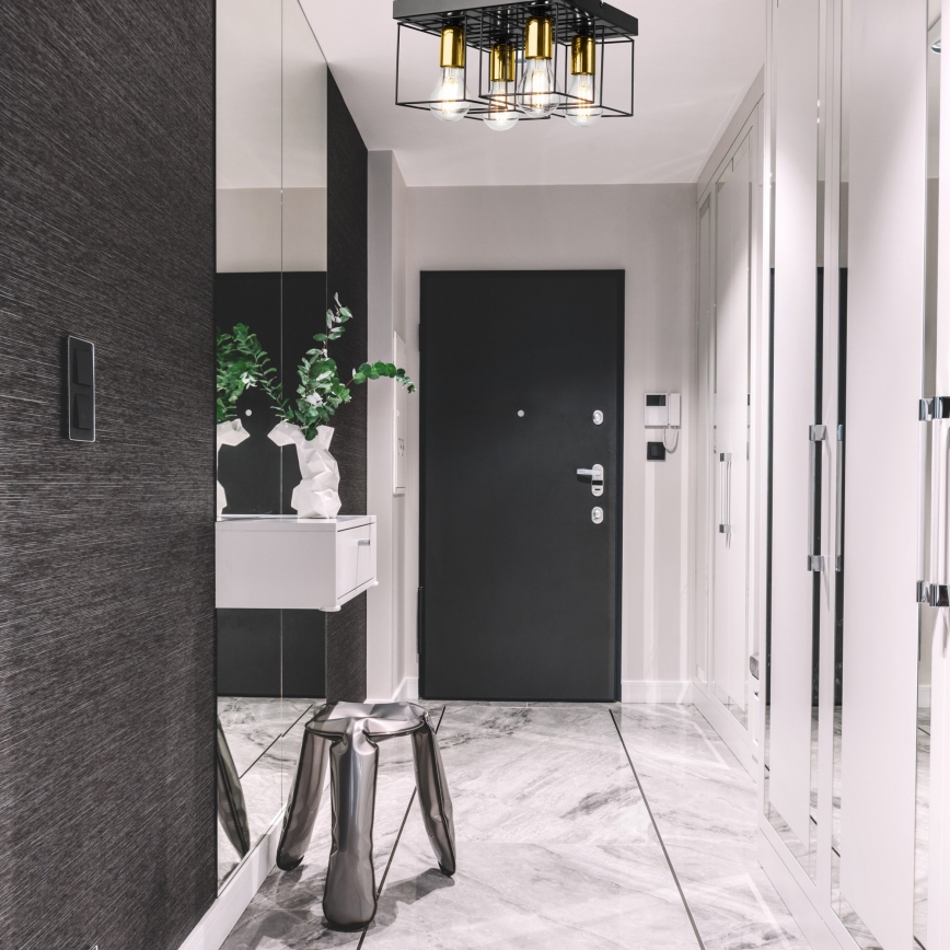 Stropné svietidlo MIKA 4xE27/60W/230V čierna/zlatá