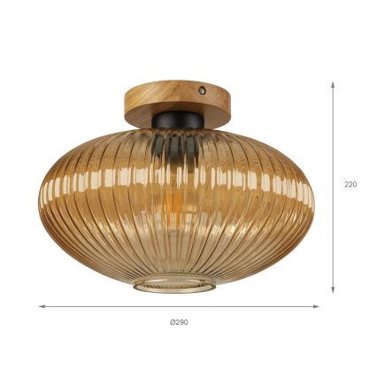 Stropné svietidlo MILOU WOOD 1xE27/15W/230V dub/dymová béžová pr. 29 cm