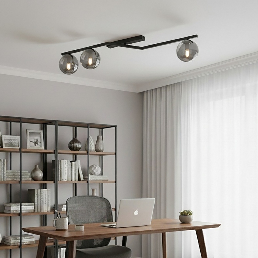 Stropné svietidlo NATON 3xE14/10W/230V čierna/dymová