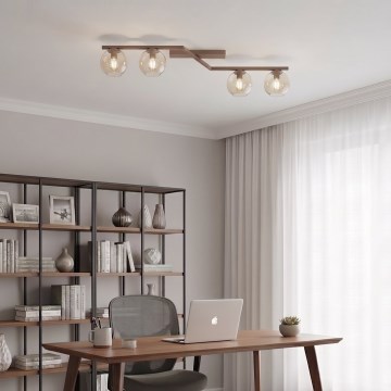 Stropné svietidlo NATON 4xE14/10W/230V béžová/dymovo-béžová