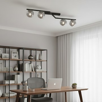 Stropné svietidlo NATON 4xE14/10W/230V čierne/dymové