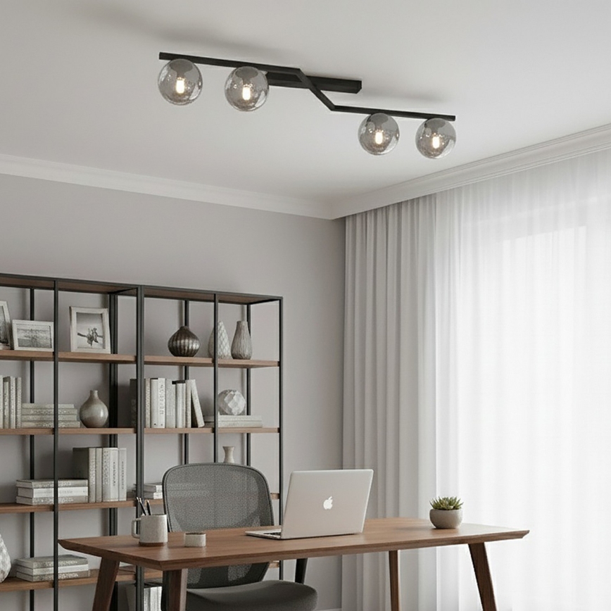 Stropné svietidlo NATON 4xE14/10W/230V čierne/dymové