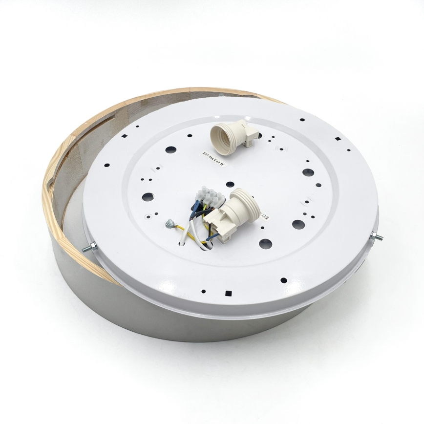 Stropné svietidlo NATURAL 3xE27/15W/230V pr. 37,5 cm borovica/biela