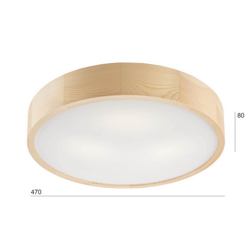 Stropné svietidlo NATURAL 3xE27/60W/230V ø 47 cm borovica - FSC certifikované