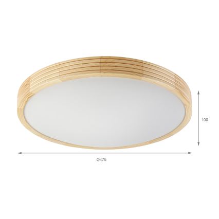Stropné svietidlo NATURAL MODERN SLIM 3xE27/15W/230V priemer 47,5 cm borovica