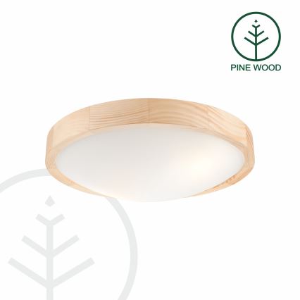 Stropné svietidlo NATURAL SLIM 2xE27/60W/230V ø 37 cm borovica