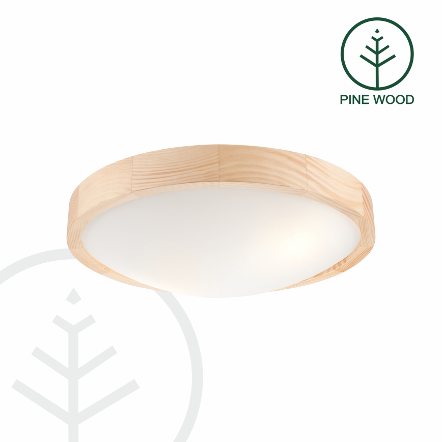 Stropné svietidlo NATURAL SLIM 2xE27/60W/230V ø 37 cm borovica
