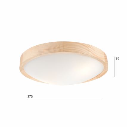 Stropné svietidlo NATURAL SLIM 2xE27/60W/230V ø 37 cm borovica