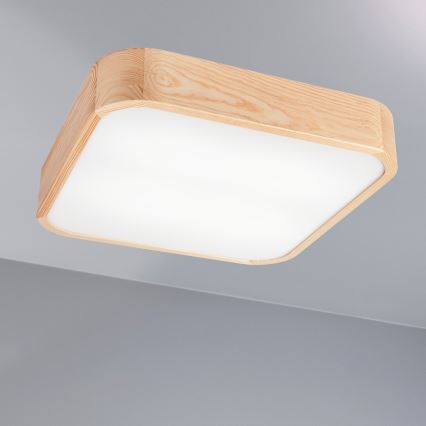 Stropné svietidlo NATURAL SQUARE 4xE27/15W/230V 45x45 cm borovica