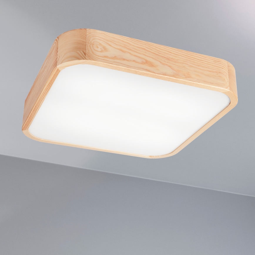 Stropné svietidlo NATURAL SQUARE 4xE27/15W/230V 45x45 cm borovica