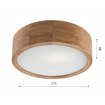 Stropné svietidlo OAK 1xE27/60W/230V dub ? 27,5 cm