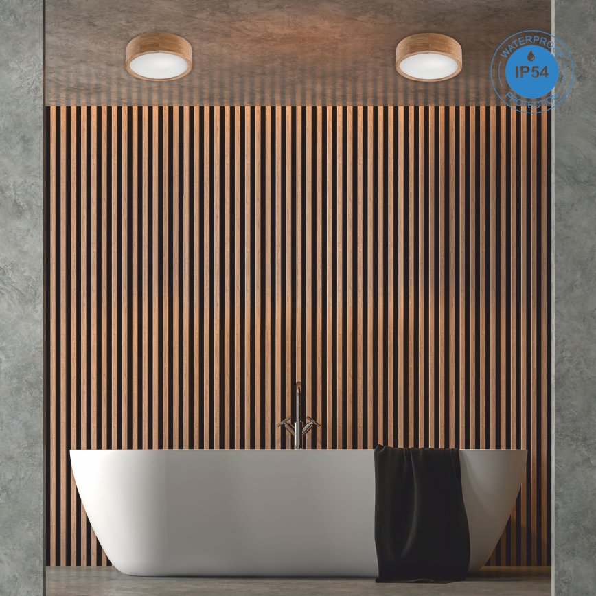 Stropné kúpeľňové svietidlo OAK 2xE27/15W/230V IP54 dub ø 27 cm