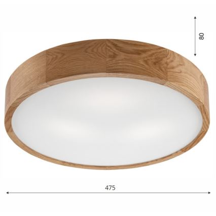 Stropné svietidlo OAK 3xE27/60W/230V dub ø 47,5 cm - FSC certifikované