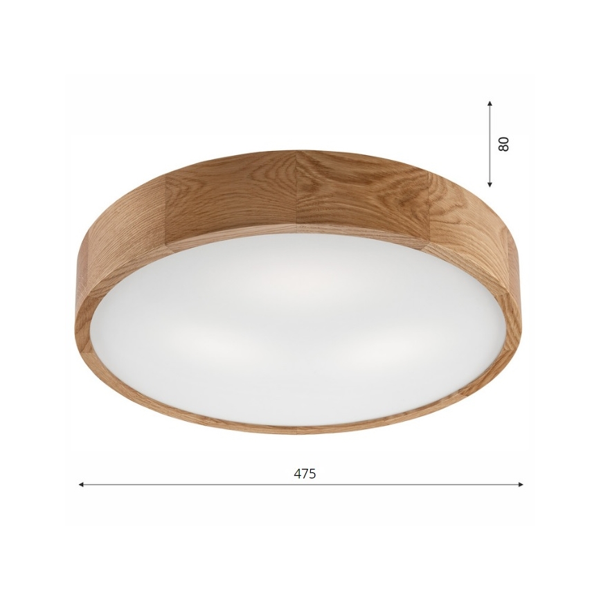 Stropné svietidlo OAK 3xE27/60W/230V dub ø 47,5 cm - FSC certifikované