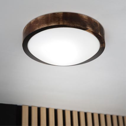 Stropné svietidlo OAK SLIM 1xE27/15W/230V pr. 27 cm dub/tmavohnedé