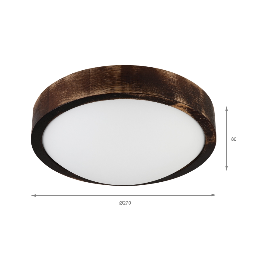 Stropné svietidlo OAK SLIM 1xE27/15W/230V pr. 27 cm dub/tmavohnedé