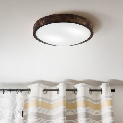Stropné svietidlo OAK SLIM 2xE27/15W/230V priemer 37 cm dub/tmavohnedá