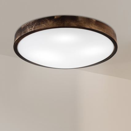 Stropné svietidlo OAK SLIM 3xE27/15W/230V pr. 47 cm dub/tmavohnedé