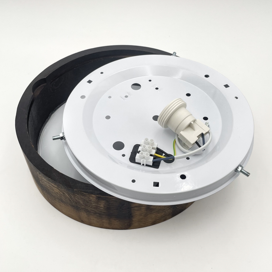 Stropné svietidlo OAK SMOKY 1xE27/15W/230V ø 27,5 cm dub/tmavohnedá
