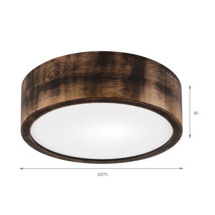 Stropné svietidlo OAK SMOKY 1xE27/15W/230V ø 27,5 cm dub/tmavohnedá