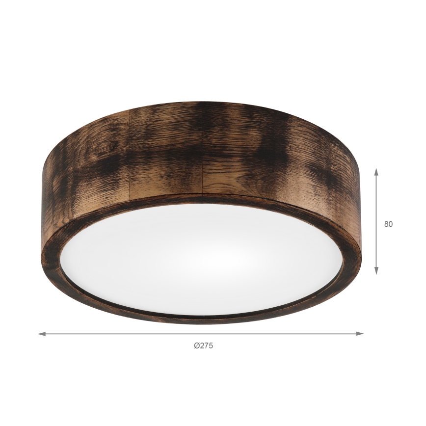 Stropné svietidlo OAK SMOKY 1xE27/15W/230V ø 27,5 cm dub/tmavohnedá