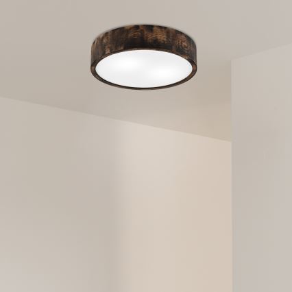 Stropné svietidlo OAK SMOKY 2xE27/15W/230V ø 37,5 cm dub/tmavohnedá