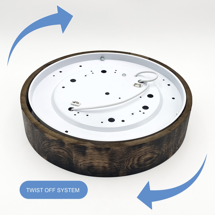 Stropné svietidlo OAK SMOKY 2xE27/15W/230V ø 37,5 cm dub/tmavohnedá