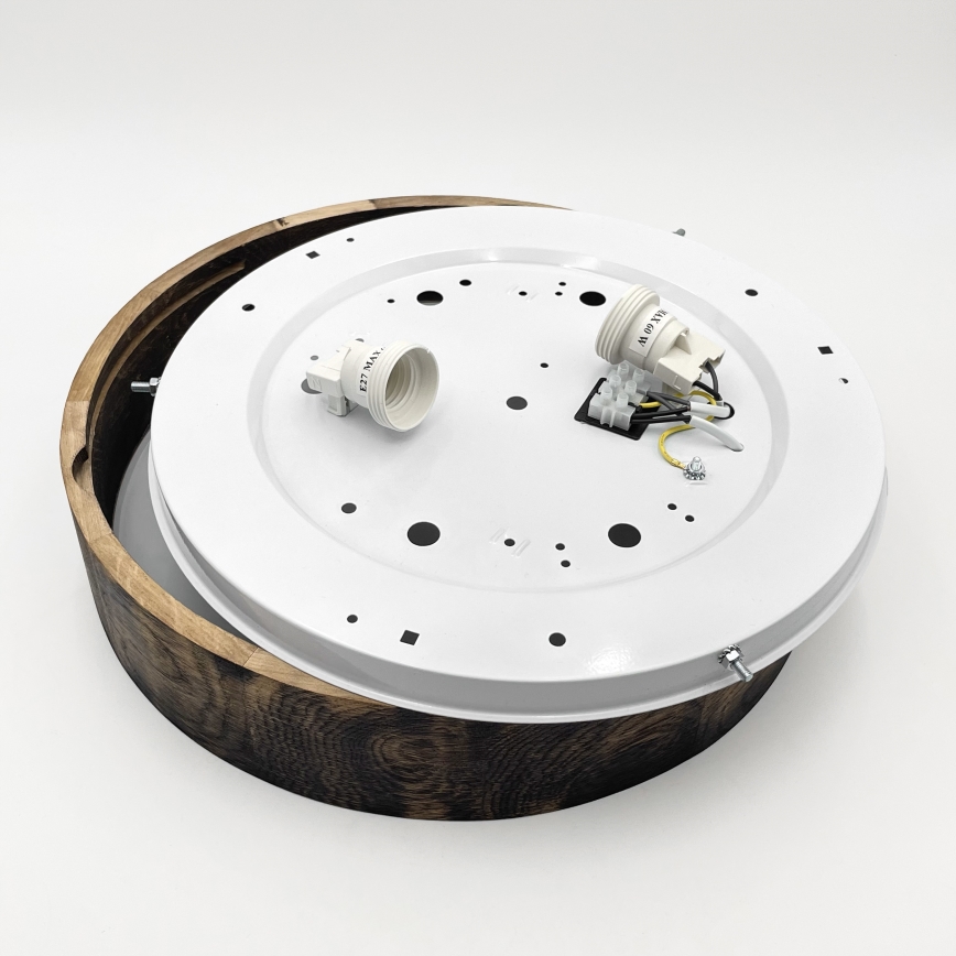 Stropné svietidlo OAK SMOKY 2xE27/15W/230V ø 37,5 cm dub/tmavohnedá