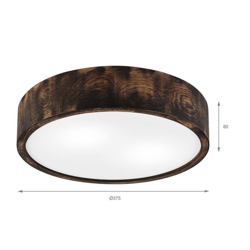 Stropné svietidlo OAK SMOKY 2xE27/15W/230V ø 37,5 cm dub/tmavohnedá