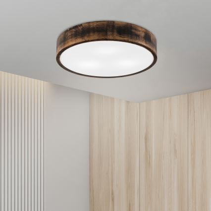 Stropné svietidlo OAK SMOKY 3xE27/15W/230V ø 47,5 cm dub/tmavohnedá