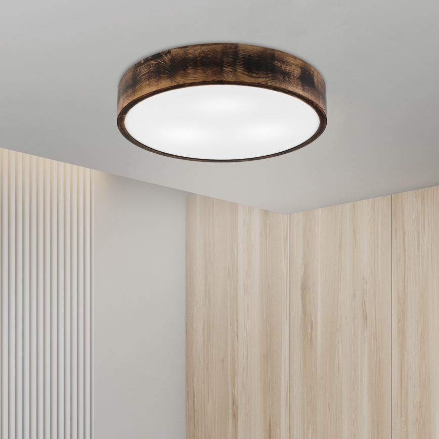 Stropné svietidlo OAK SMOKY 3xE27/15W/230V ø 47,5 cm dub/tmavohnedá