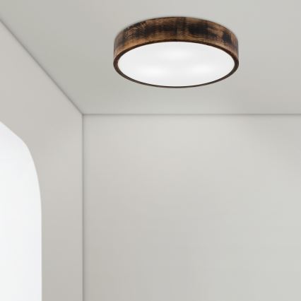 Stropné svietidlo OAK SMOKY 3xE27/15W/230V ø 47,5 cm dub/tmavohnedá