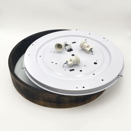Stropné svietidlo OAK SMOKY 3xE27/15W/230V ø 47,5 cm dub/tmavohnedá